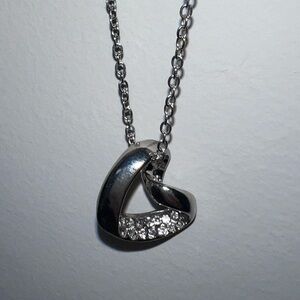 Silver Rhinestone Heart Shape Necklace